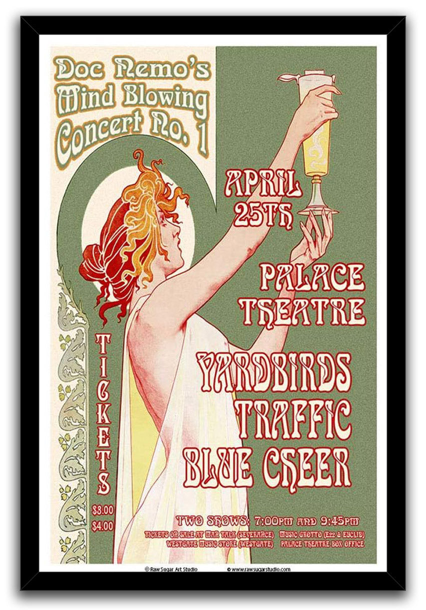 Yardbirds/Traffic/Led Zeppelin 1968 Cleveland Concert Music (Paper and Canvas) Art Poster Printing Print
