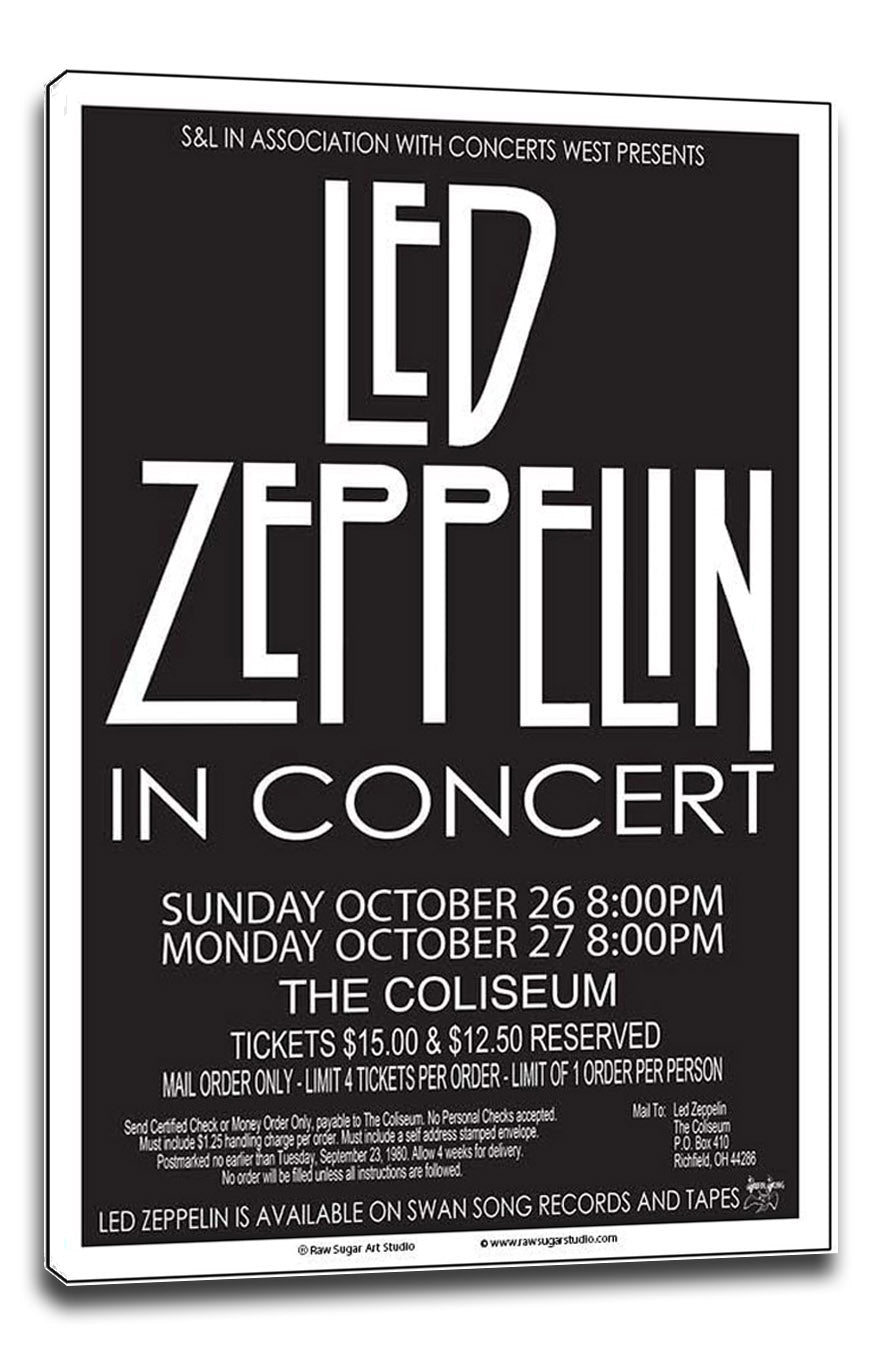Led Zeppelin 1980 Cleveland Concert Music (Paper and Canvas) Art Poster Printing Print
