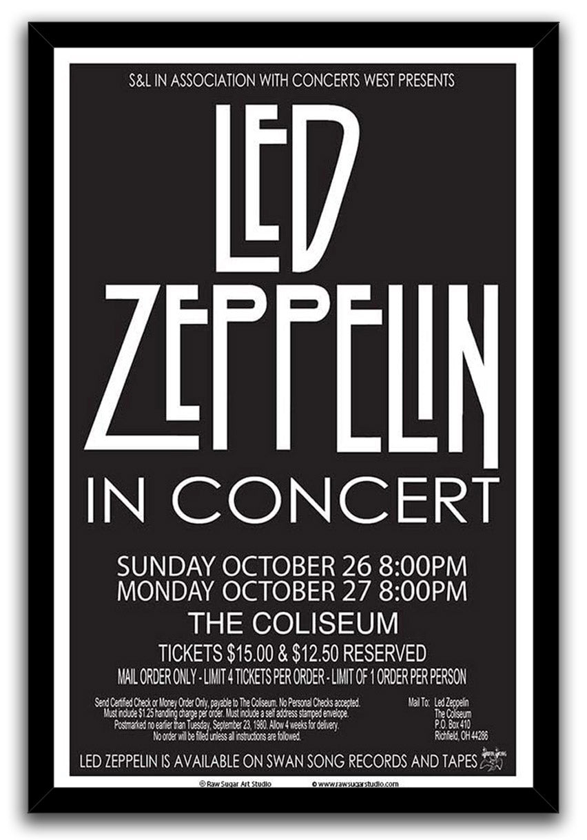 Led Zeppelin 1980 Cleveland Concert Music (Paper and Canvas) Art Poster Printing Print