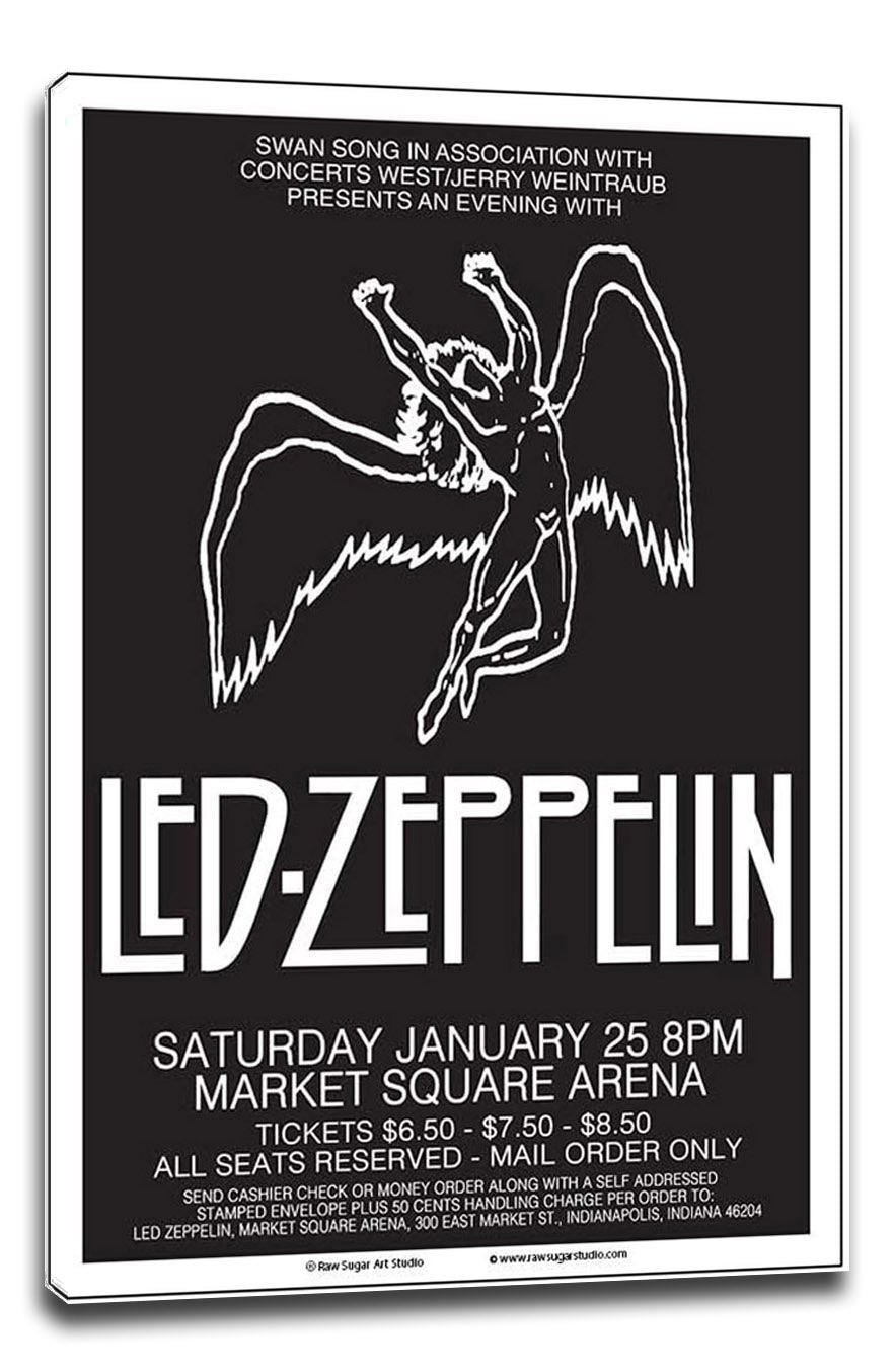 Led Zeppelin 1975 Indianapolis Concert Music (Paper and Canvas) Art Poster Printing Print