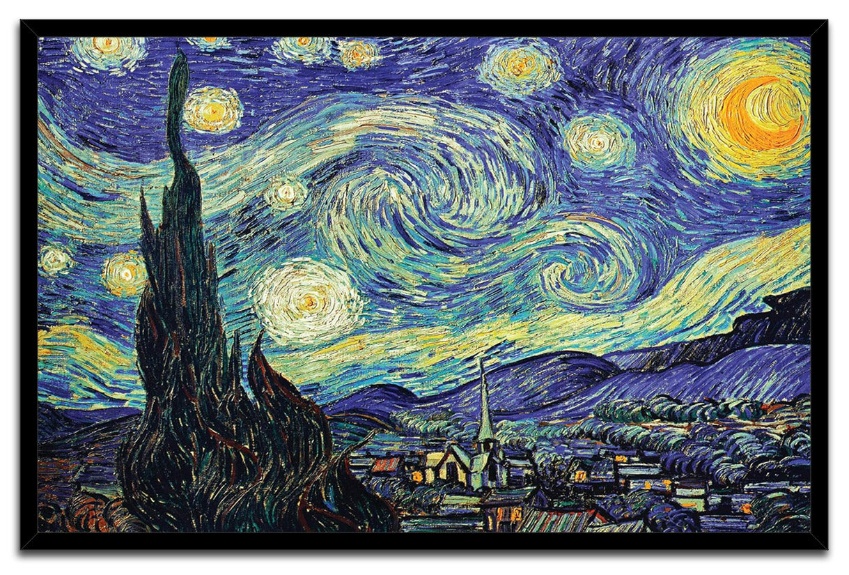 The Starry Night 1889 by Vincent Van Gogh Decoration (Paper and Canvas) Art Poster Printing Print