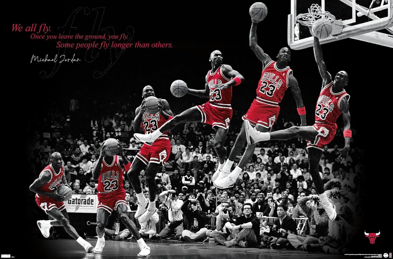 Michael Jordan - Fly Wall NBA (Paper and Canvas) Art Poster Printing Print