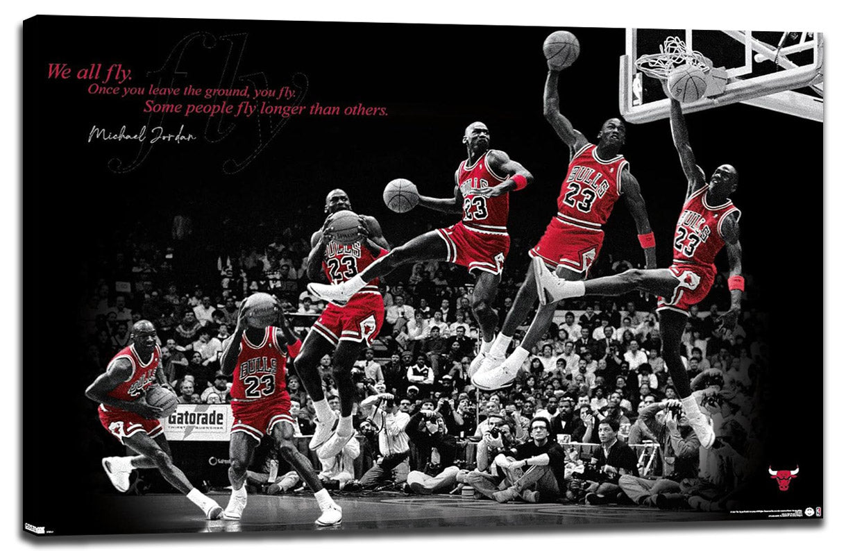 Michael Jordan - Fly Wall NBA (Paper and Canvas) Art Poster Printing Print