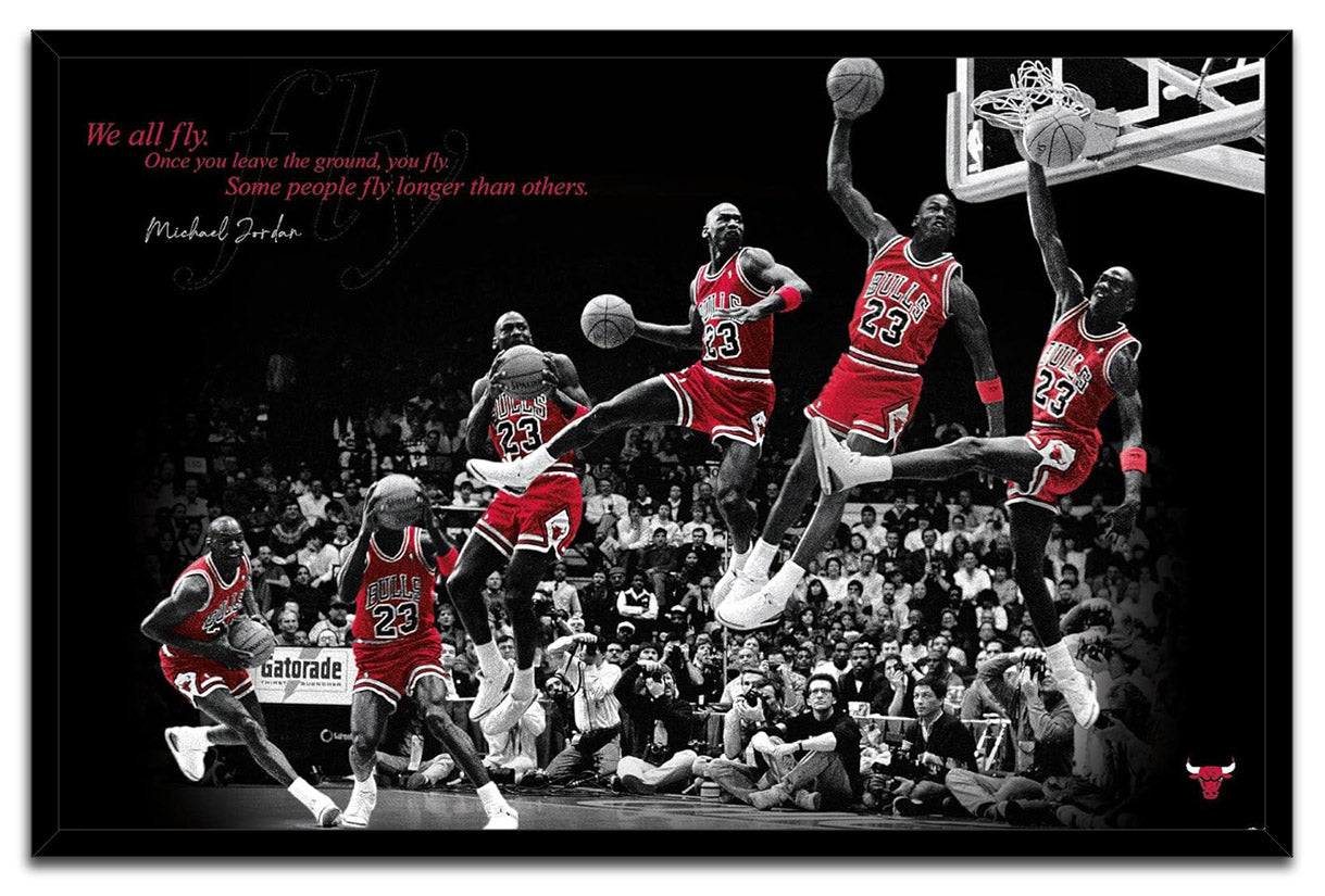 Michael Jordan - Fly Wall NBA (Paper and Canvas) Art Poster Printing Print