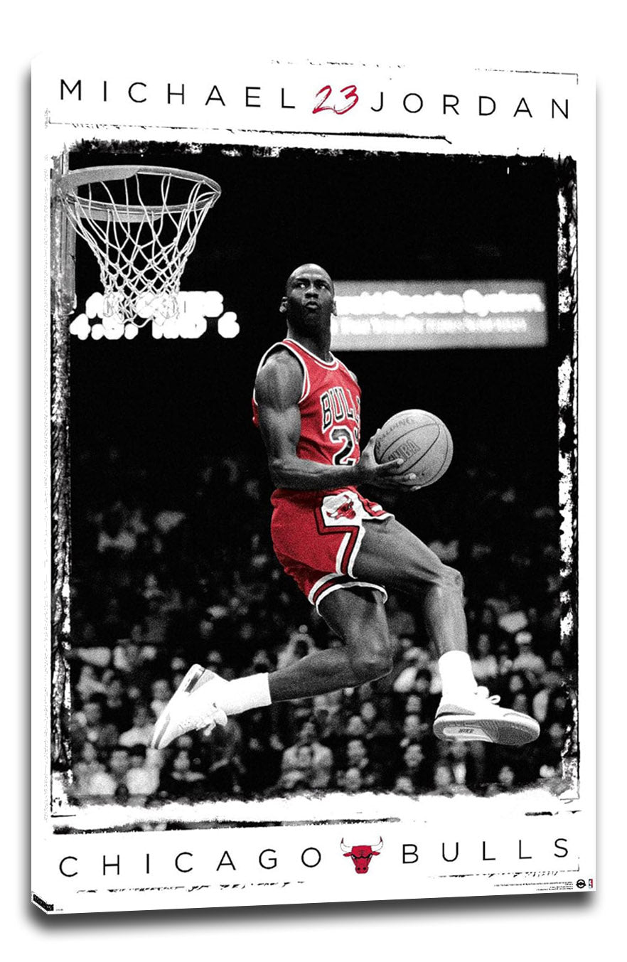Michael Jordan - Dunk Wall NBA (Paper and Canvas) Art Poster Printing Print