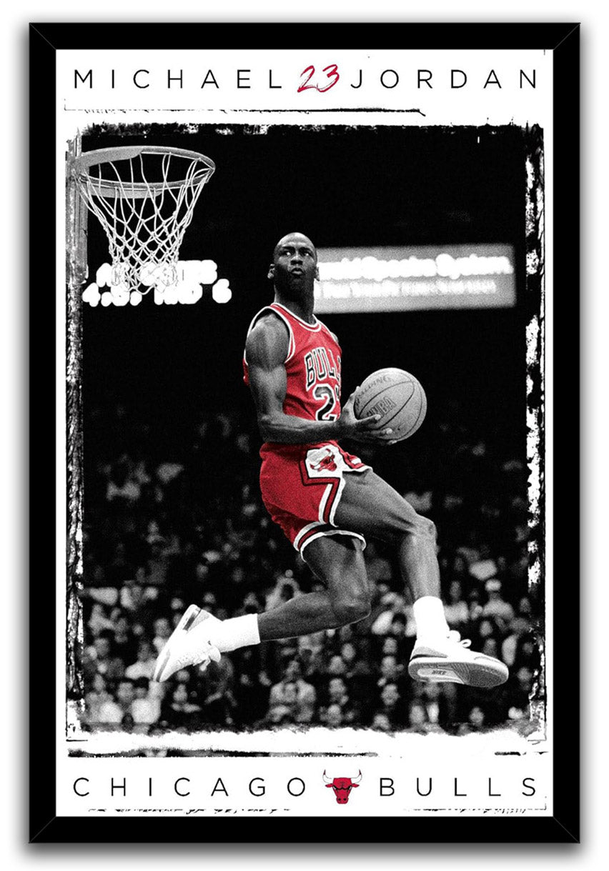 Michael Jordan - Dunk Wall NBA (Paper and Canvas) Art Poster Printing Print