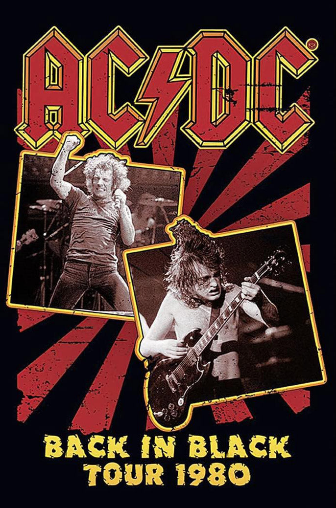 AC/DC Back In Black Tour 1980 Music (Paper and Canvas) Art Poster Printing Print