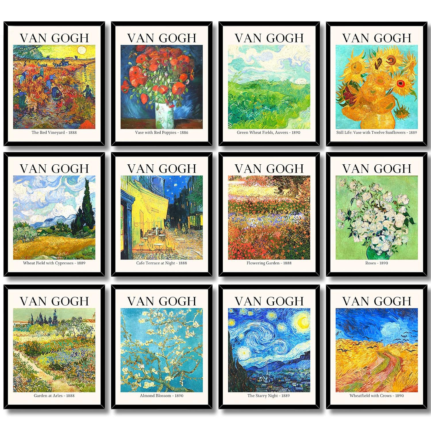 Van Gogh Art Posters, VanGogh Sunflowers Starry Night Decoration (Paper and Canvas) Art Poster Printing Print
