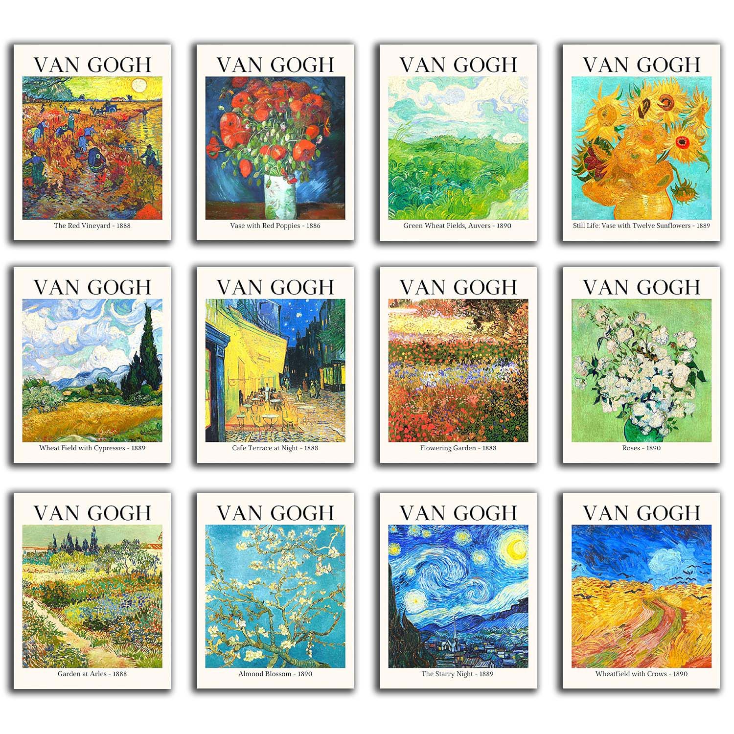 Van Gogh Art Posters, VanGogh Sunflowers Starry Night Decoration (Paper and Canvas) Art Poster Printing Print