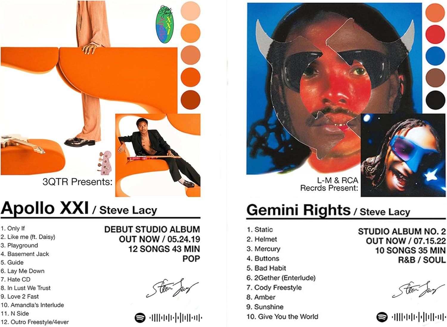 Steve Lacy A Set Of 2 Music Posters (Paper and Canvas) Art Poster Printing Print
