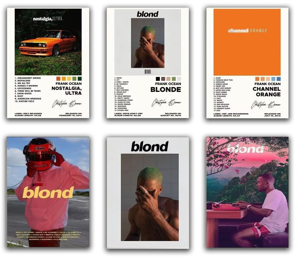 Frank Ocean Poster Set 6 Piece Nostalgia Ultra Channel Orange (Paper and Canvas) Art Poster Printing Print