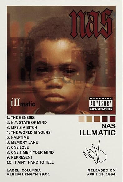 Illmatic rapper Nas Music Poster (Paper and Canvas) Art Poster Printing Print