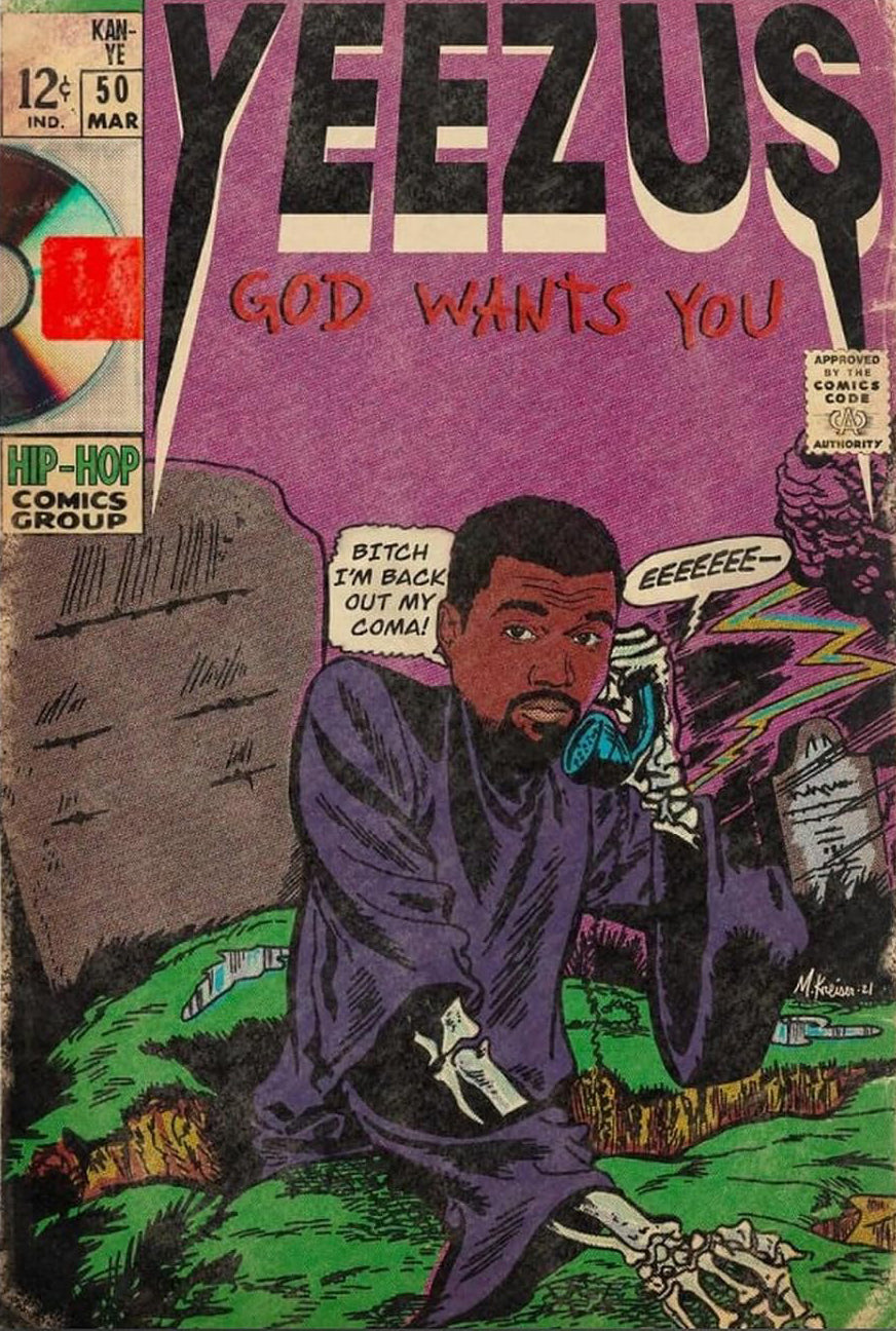 Kanye West Yeezus Album Comics Art Poster (Paper and Canvas) Art Poster Printing Print