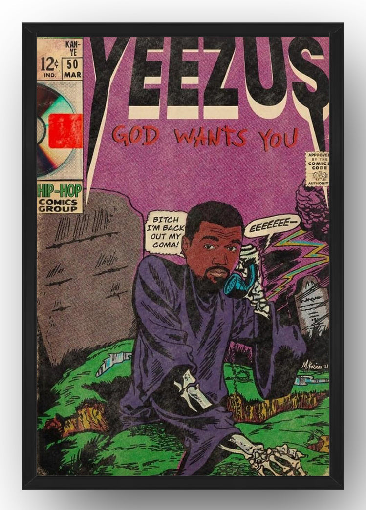 Kanye West Yeezus Album Comics Art Poster (Paper and Canvas) Art Poster Printing Print