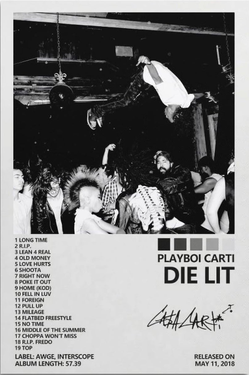 Playboi Carti Die Lit Album Cover Post Poster (Paper and Canvas) Art Poster Printing Print B0CJ3BX4TB