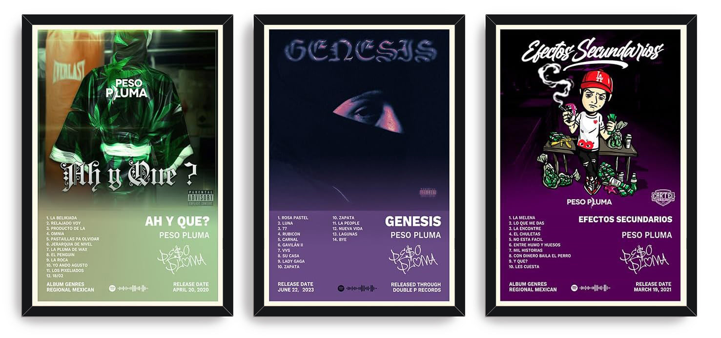 Peso Pluma Poster A Set of 3 Album Decorative Painting (paper and canvas) art poster printing print