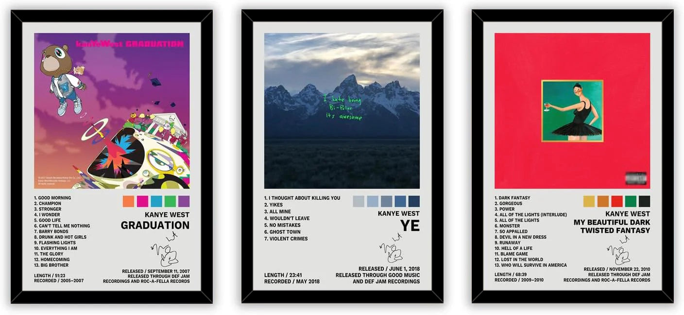 Kanye West Poster A Set of 3 Album Decorative Painting Wall (paper and canvas) art poster printing print