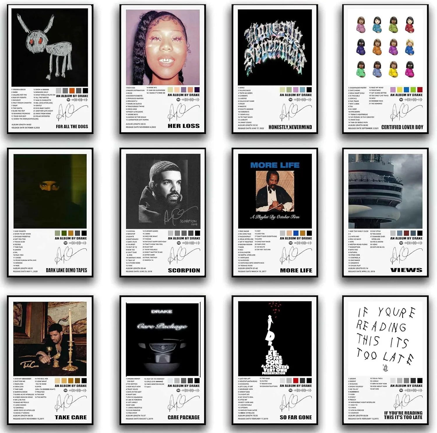 Drake Album cover Poster for All Dogs Music Album Cover Posters Set of 12 (paper and canvas) art poster printing print