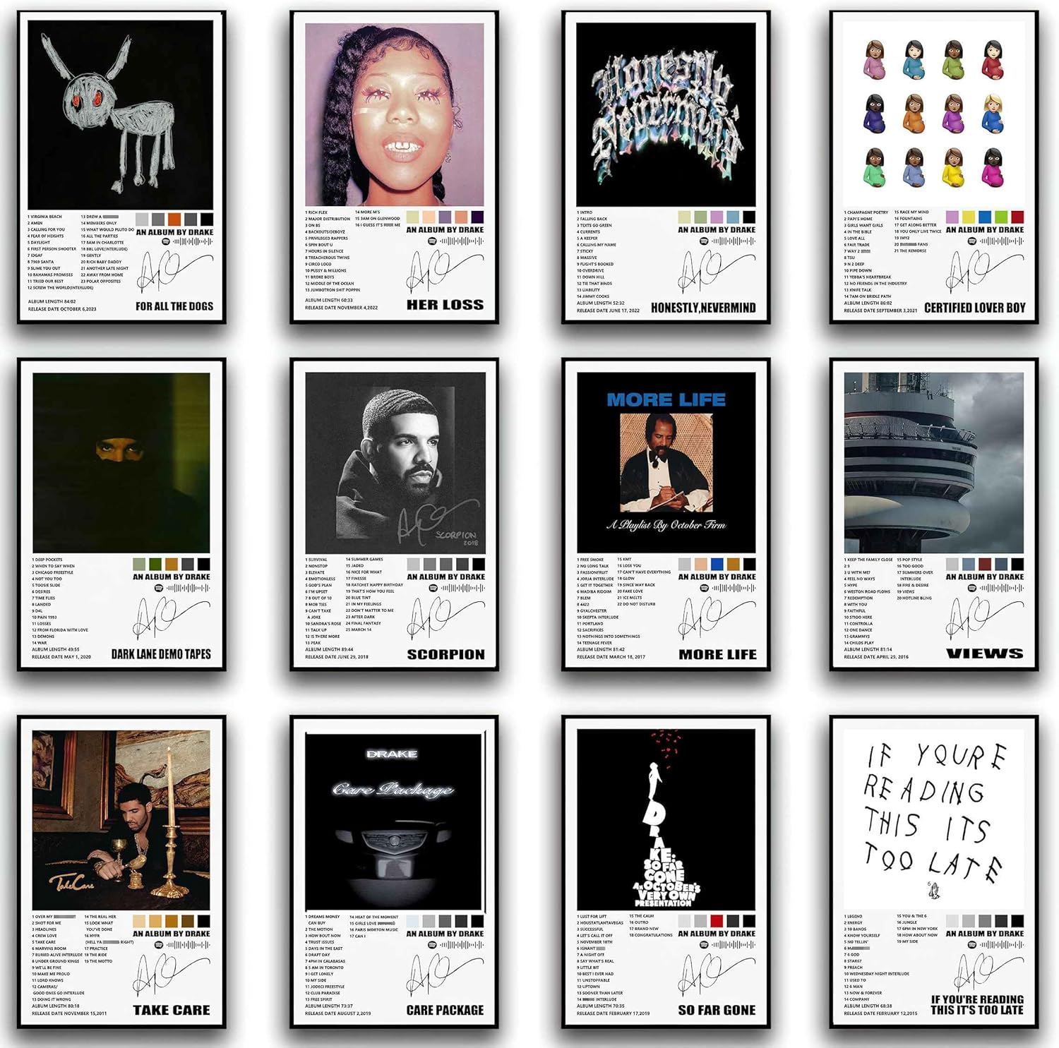 Drake Album cover Poster for All Dogs Music Album Cover Posters Set of 12 (paper and canvas) art poster printing print