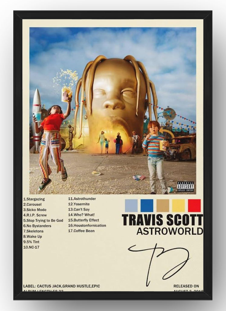 Travis Scott Poster Astroworld Album Cover Painting (Paper and Canvas) Art Poster Printing Print