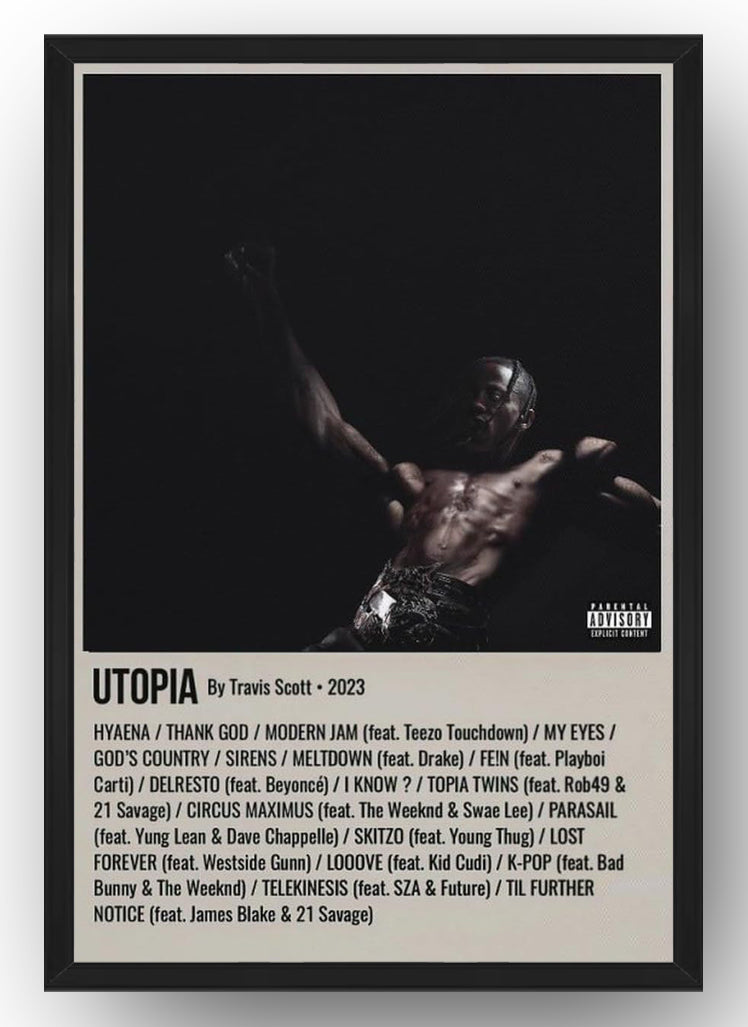 Travis Scott Utopia Album Cover Poster Wall Art Print (Paper and Canvas) Art Poster Printing Print