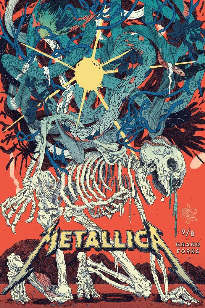 Metallica Grand Forks Skeleton Crawl Music (Paper and Canvas) Art Poster Printing Print