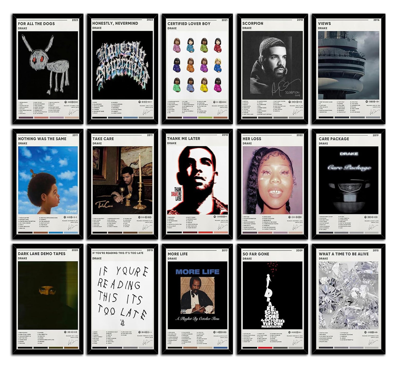 Drake Poster Album Cover Posters Wall Art Decor Print Posters Set of 15 (paper and canvas) art poster printing print