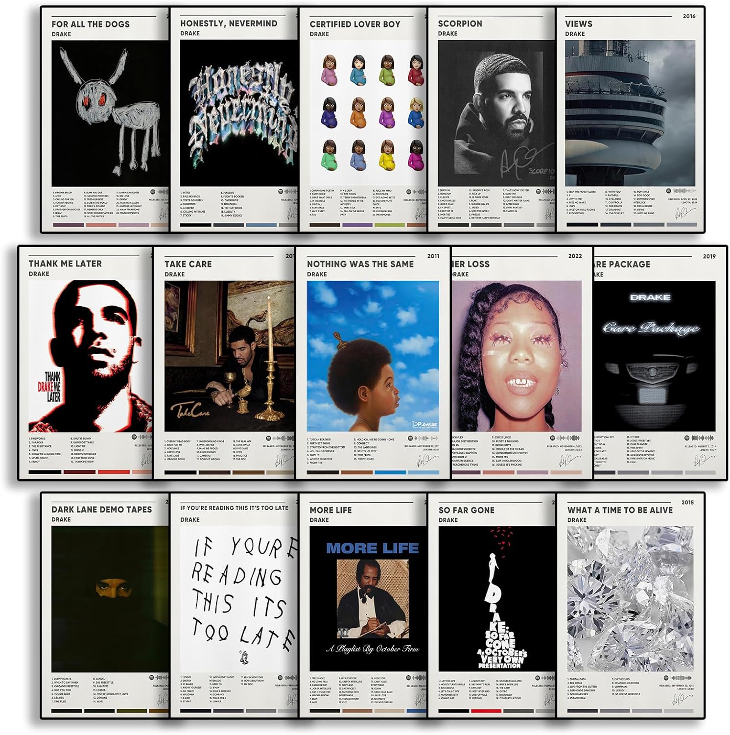 Drake Poster Album Cover Posters Wall Art Decor Print Posters Set of 15 (paper and canvas) art poster printing print