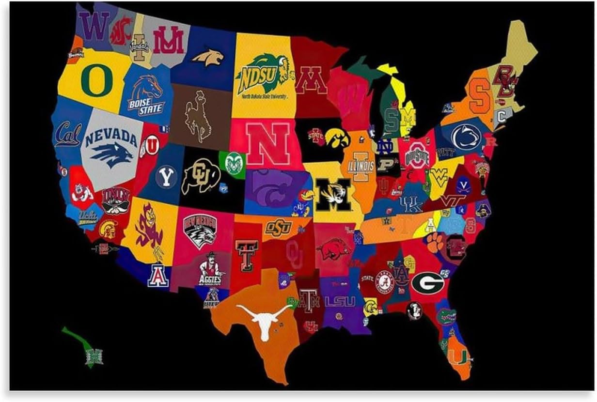 College Football Team Logo Poster (paper and canvas) art poster printing print