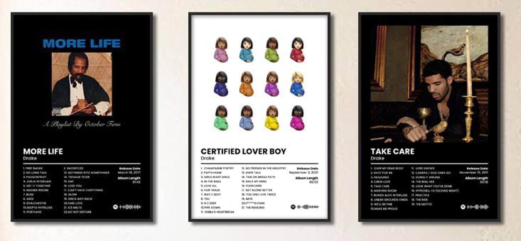 Drake Album Cover Poster,3 Piece Drake Music Posters (paper and canvas) art poster printing print