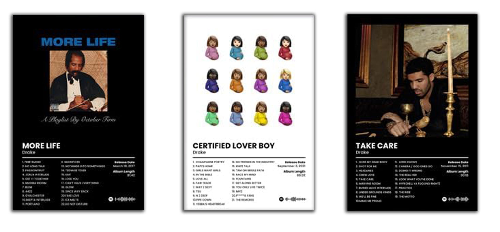 Drake Album Cover Poster,3 Piece Drake Music Posters (paper and canvas) art poster printing print