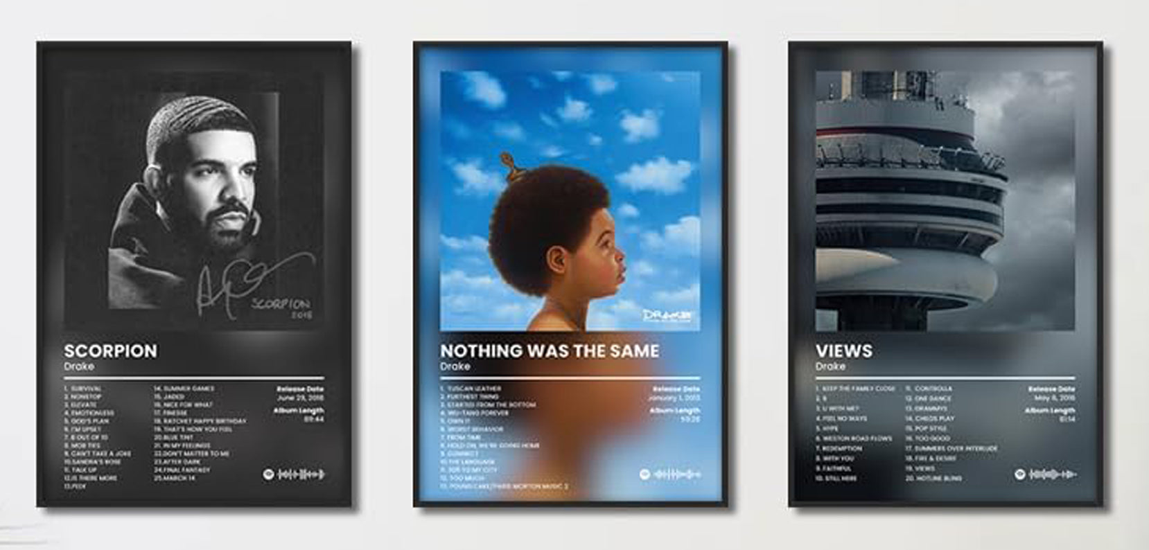 3 Piece Drake Album Cover Posters (paper and canvas) art poster printing print