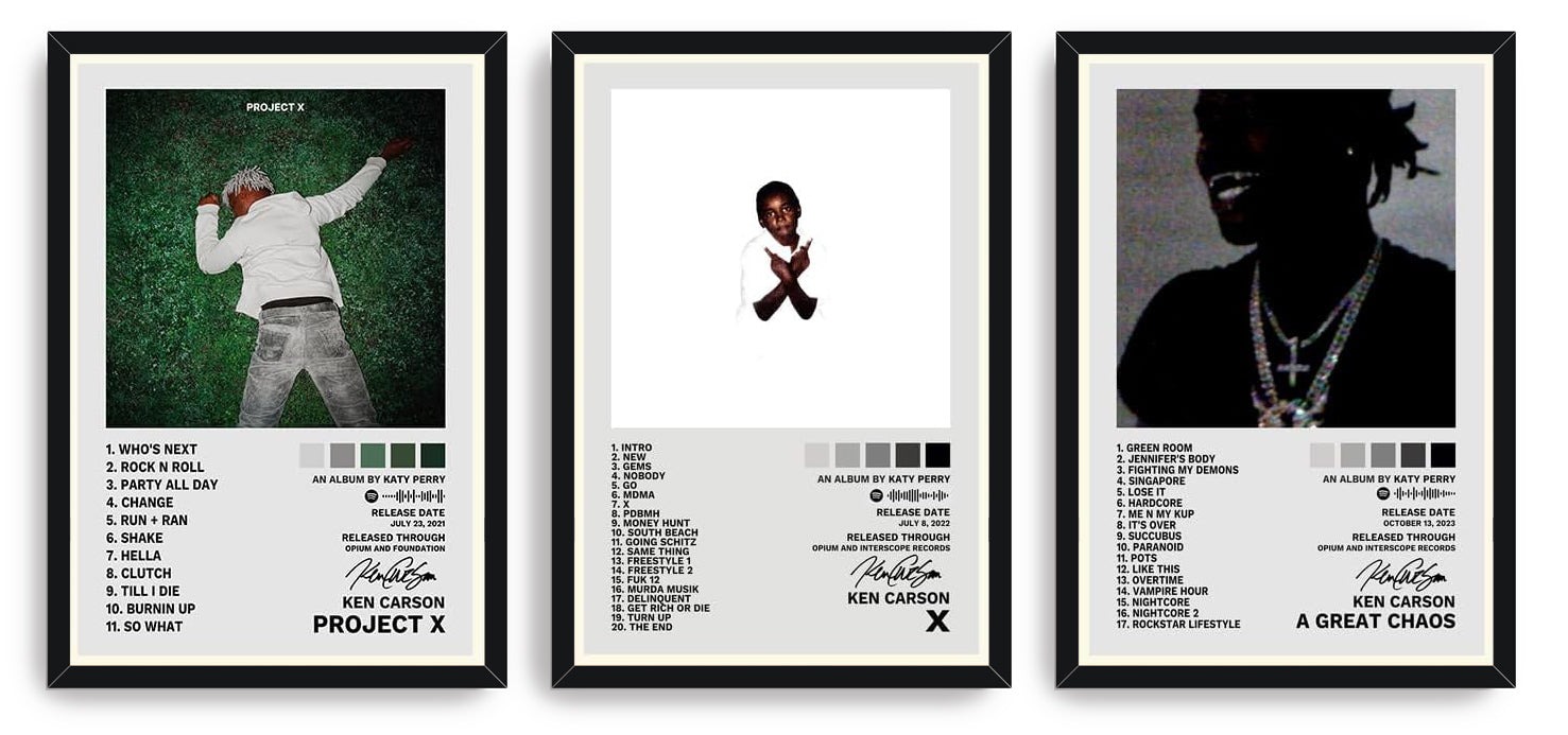 Ken Carson Poster A Set of 3 Album Decorative Painting Wall Bedroom Decor (paper and canvas) art poster printing print