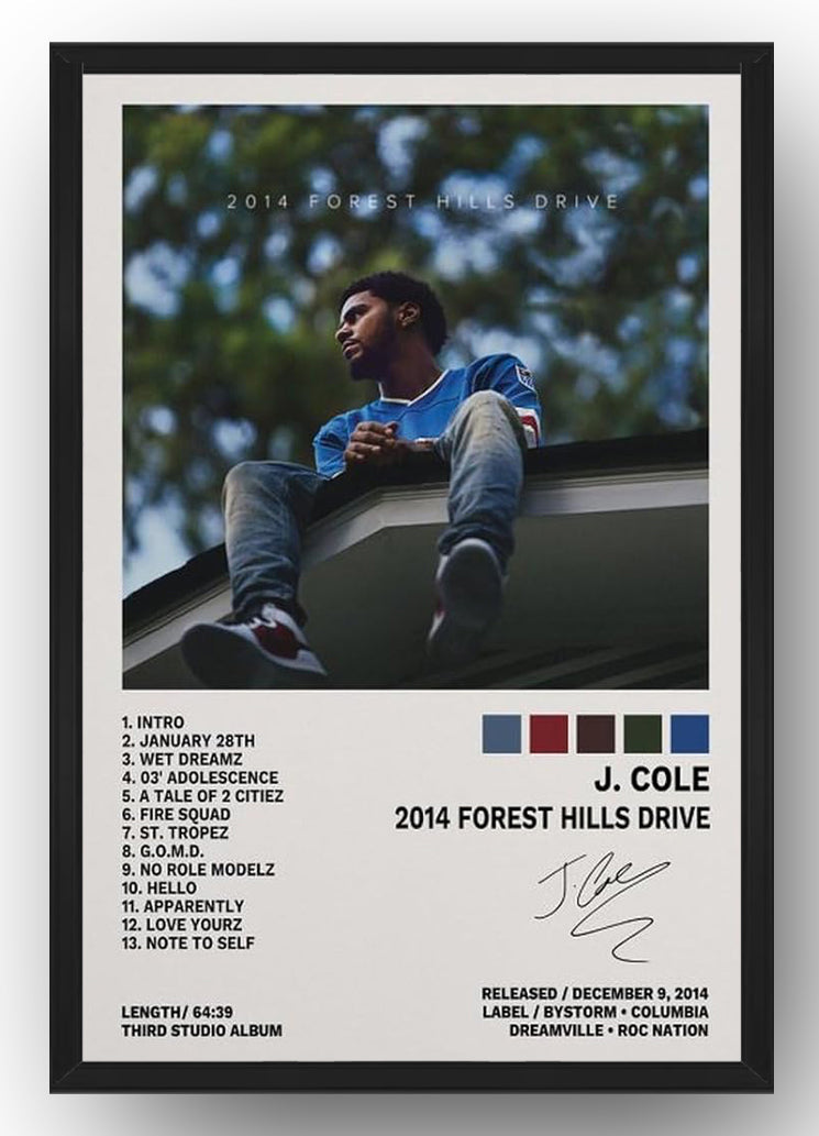 J Cole 2014 Poster Forest Hills Drive Music Album Cover Poster (Paper and Canvas) Art Poster Printing Print