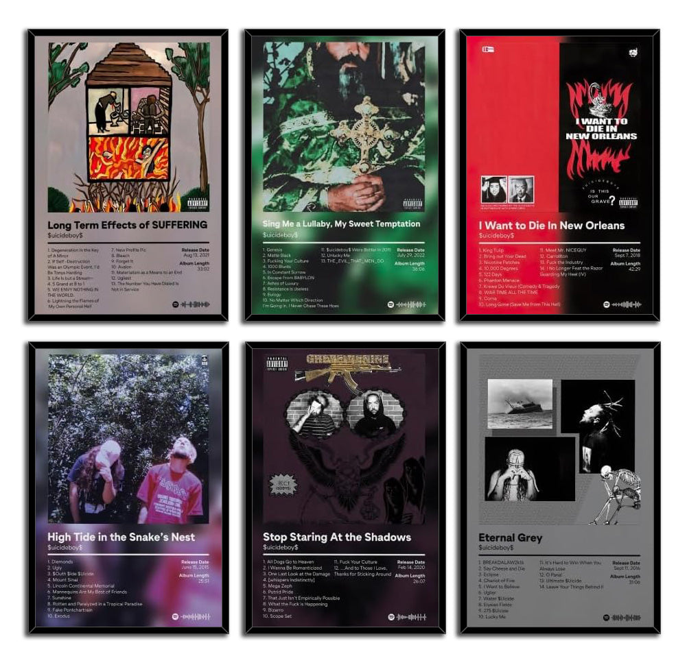 Suicid boys Poster Music Album Cover Signed Limited Print Posters Set of 6 (Paper and Canvas) Art Poster Printing Print