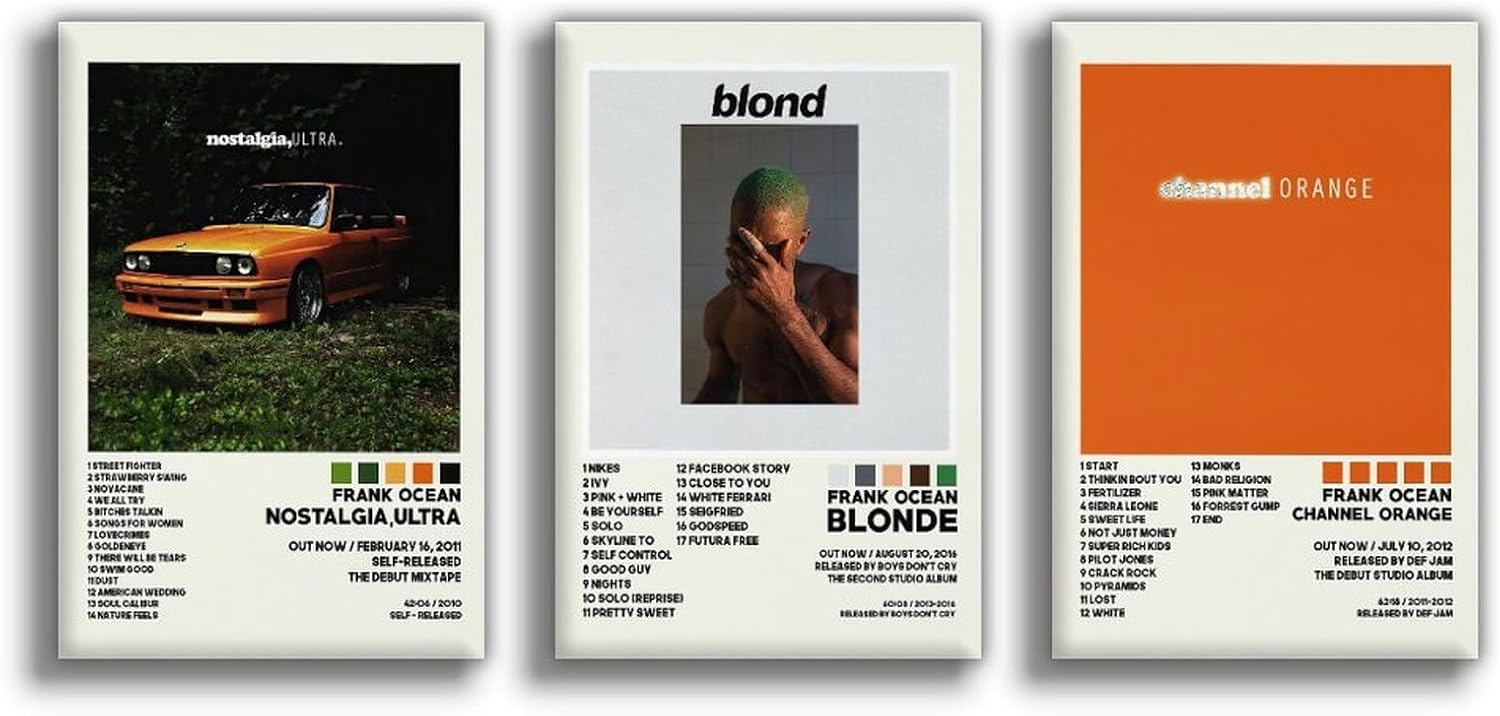 Frank ocean Poster NOSTALGIA ULTRA Album 3 Piece Set (Paper and Canvas) Art Poster Printing Print
