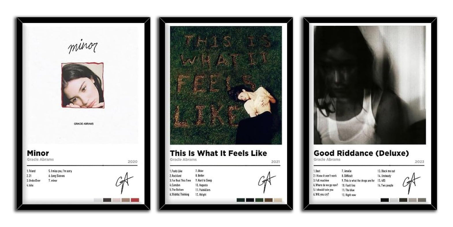 Gracie Abrams Poster Minor Album 3 Piece Set (Paper and Canvas) Art Poster Printing Print