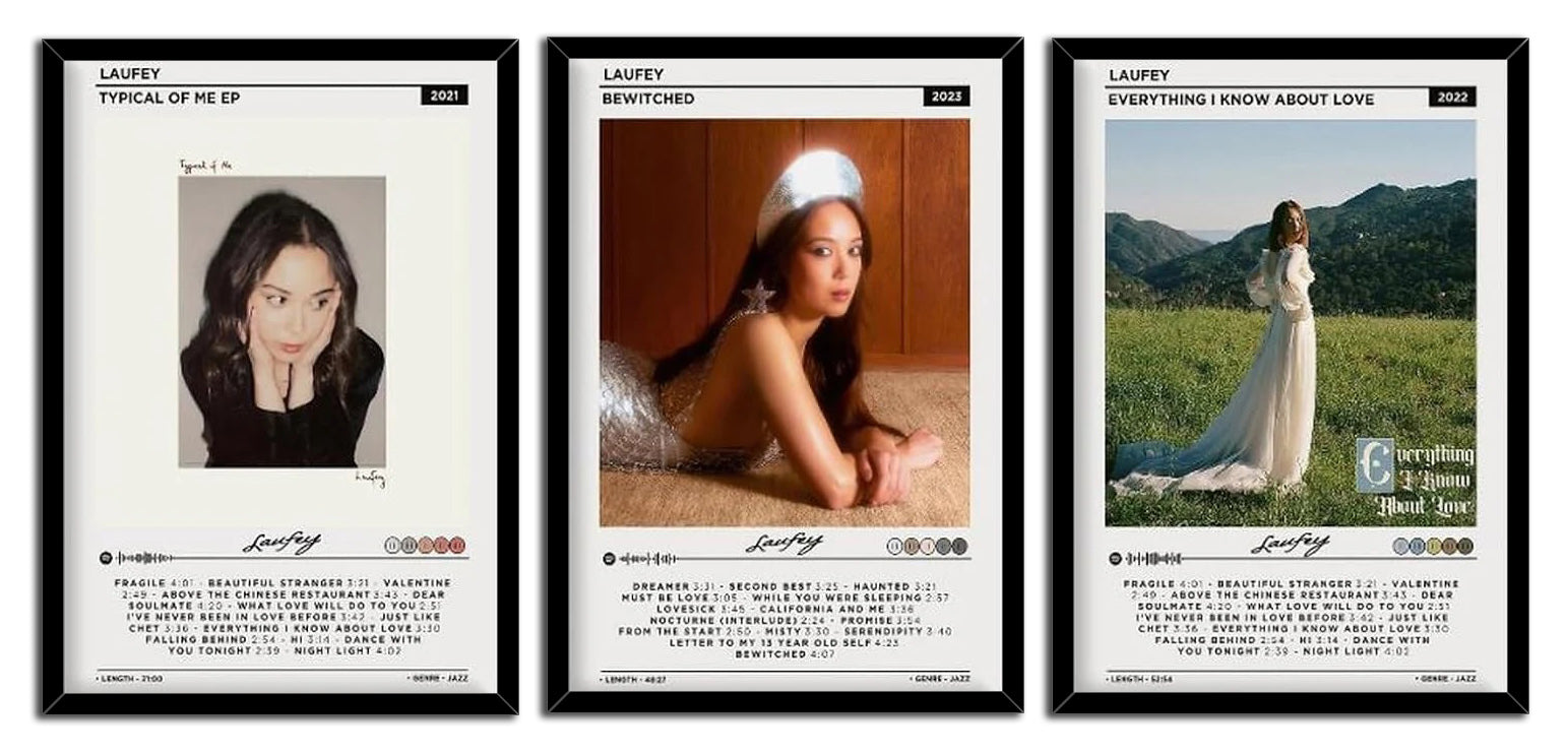 Laufey Poster Typical of Me Album 3 Piece Set (Paper and Canvas) Art Poster Printing Print