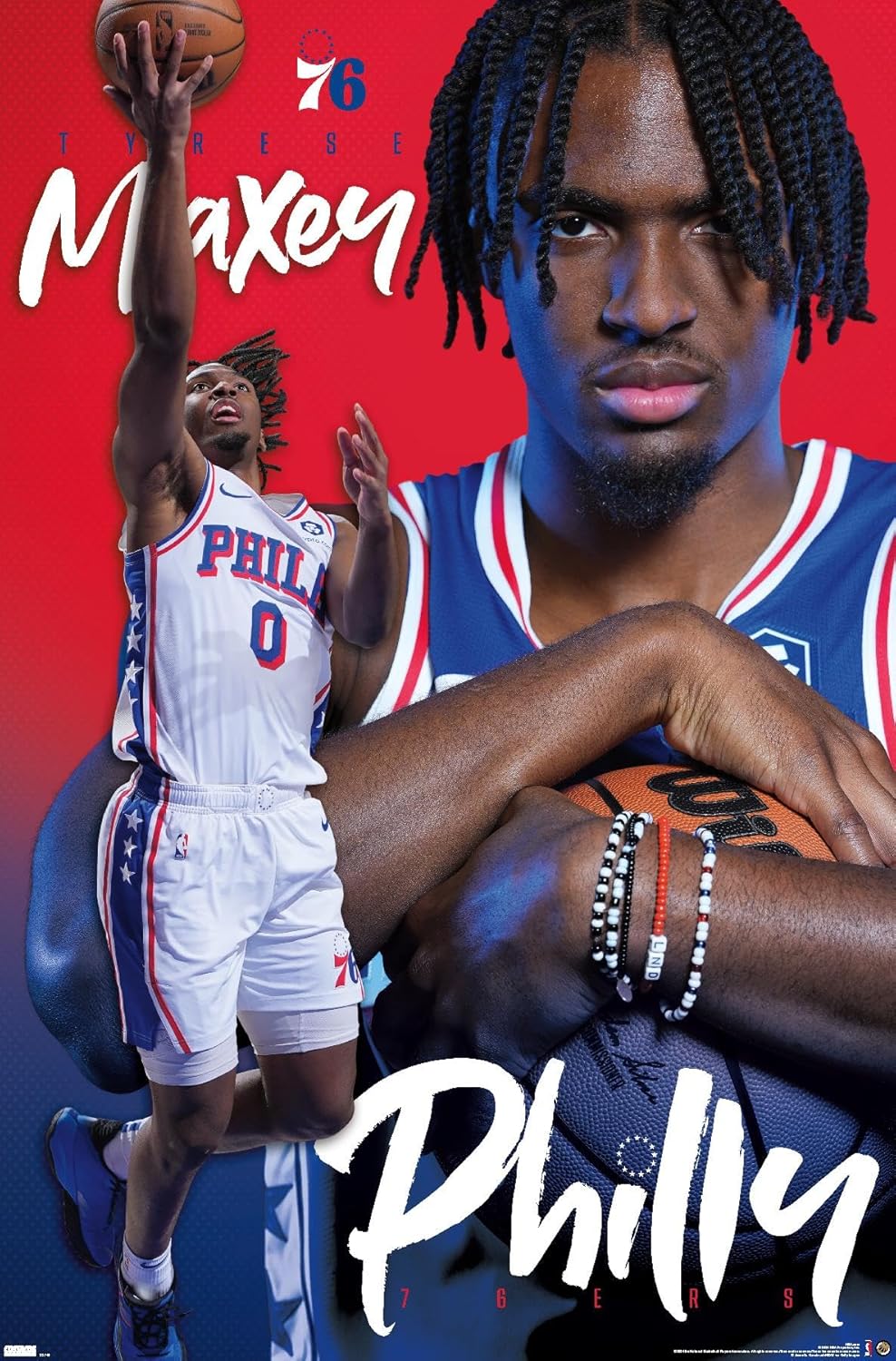 Philadelphia 76ers - Tyrese Maxey 24 NBA (Paper and Canvas) Art Poster Printing Print