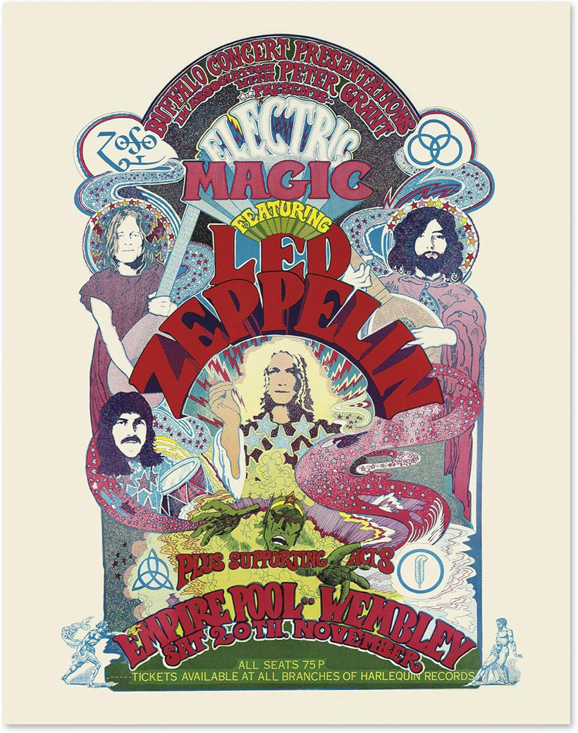 1971 Led Zeppelin Concert Tour Music (Paper and Canvas) Art Poster Printing Print