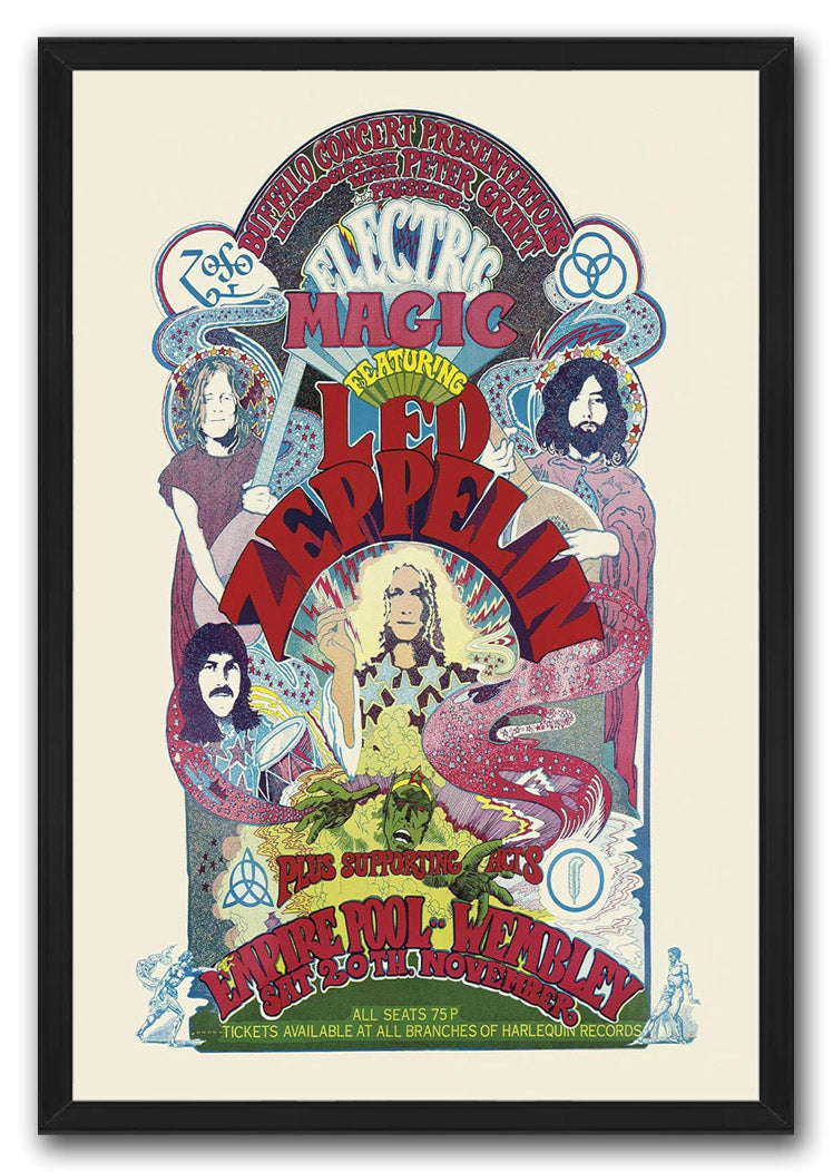1971 Led Zeppelin Concert Tour Music (Paper and Canvas) Art Poster Printing Print