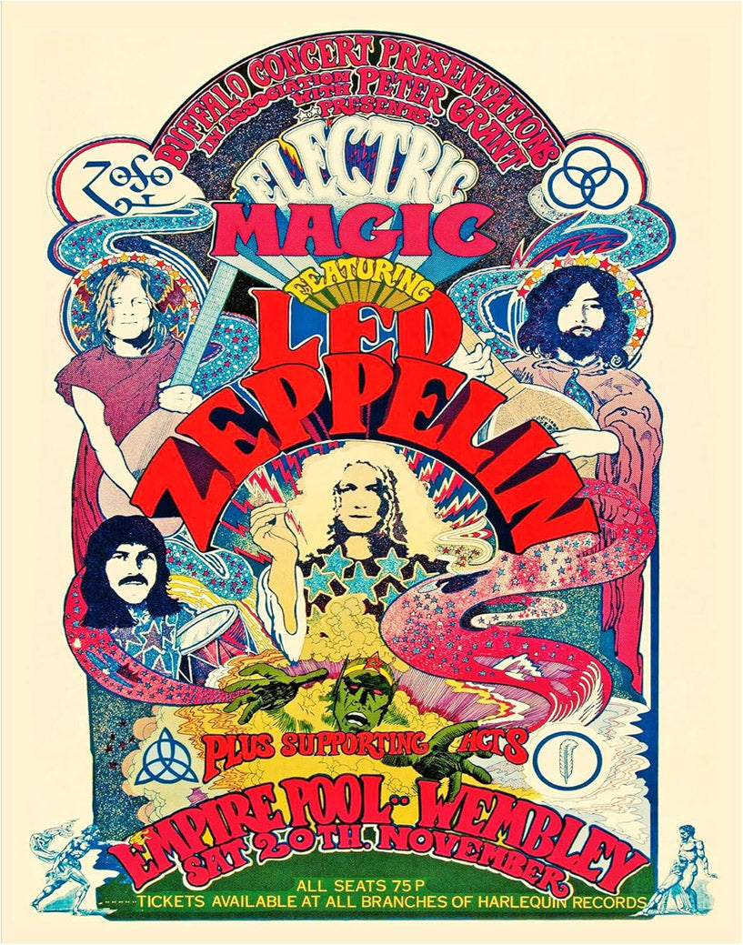 Led Zeppelin Concert Music (Paper and Canvas) Art Poster Printing Print