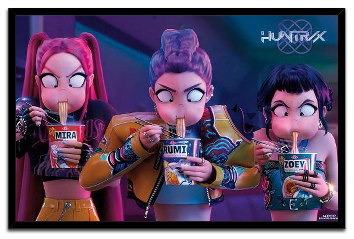 KPop Demon Hunters (2025) - Huntrix Noodles Movie (Paper and Canvas) Art Poster Printing Print