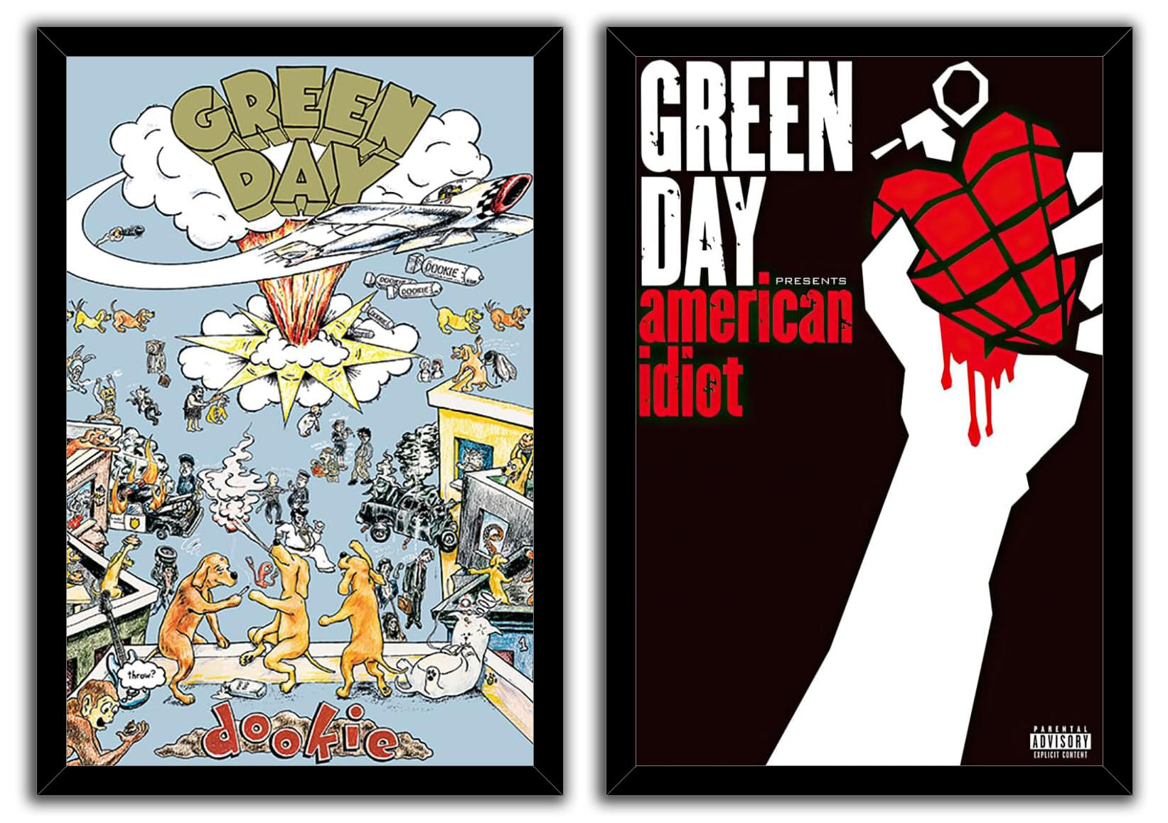 Green Day - 2 Piece Music Poster Set (Dookie & American Idiot - Album Covers) Music (Paper and Canvas) Art Poster Printing Print