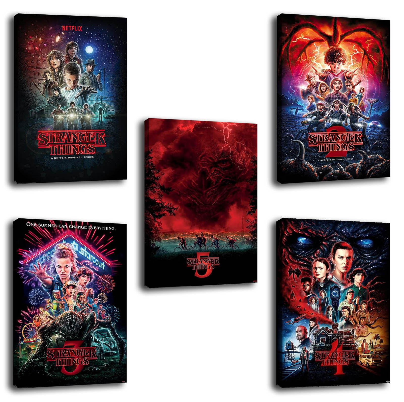 Stranger Things 1, 2, 3, 4 & 5 - TV Series (Paper and Canvas) Art Poster Printing Print
