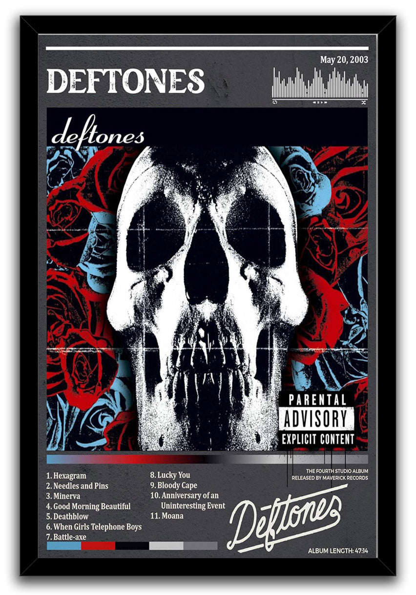 Deftones Skull Roses Cover - Dark Rock Music (Paper and Canvas) Art Poster Printing Print