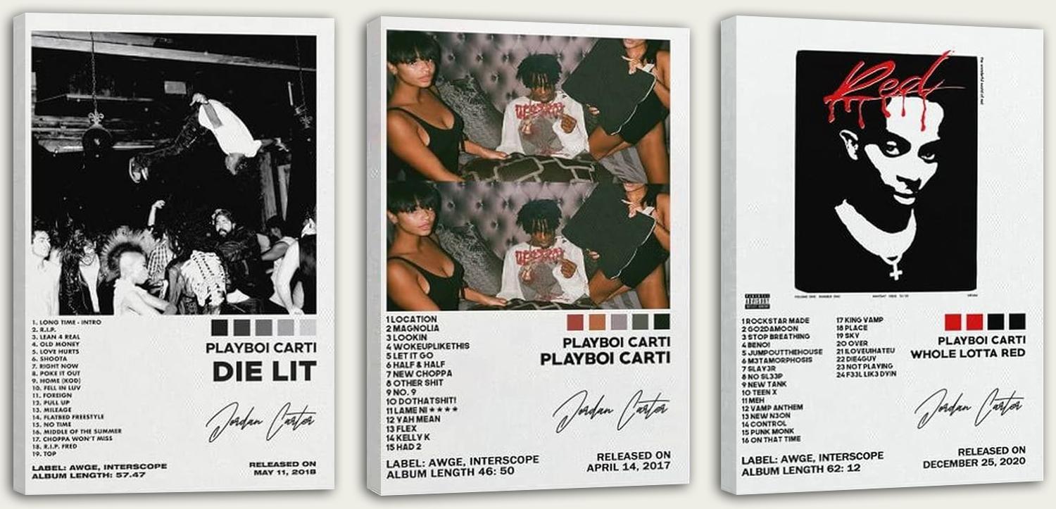 Playboi Carti Poster Album Cover Decorative Painting 3PC (paper and canvas) art poster printing print