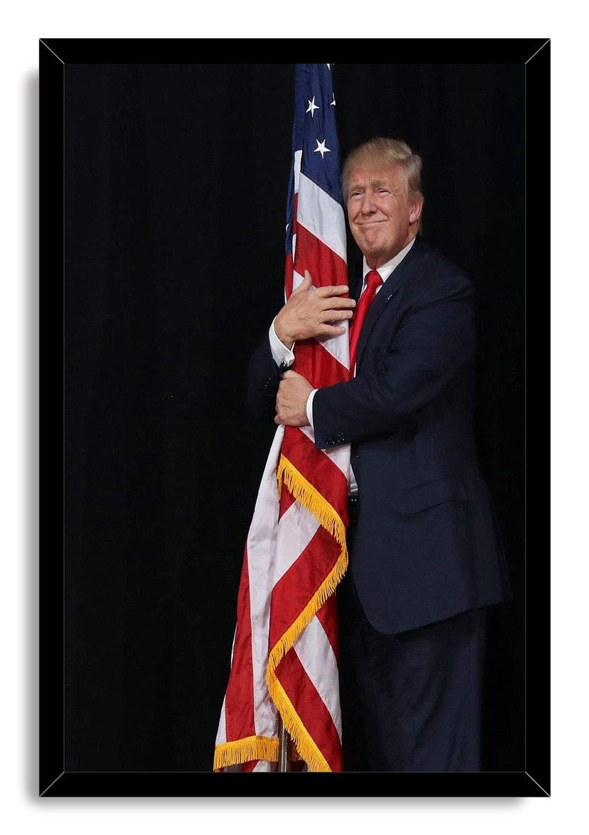Donald Trump and American Flag Decorative Painting (paper and canvas) art poster printing print