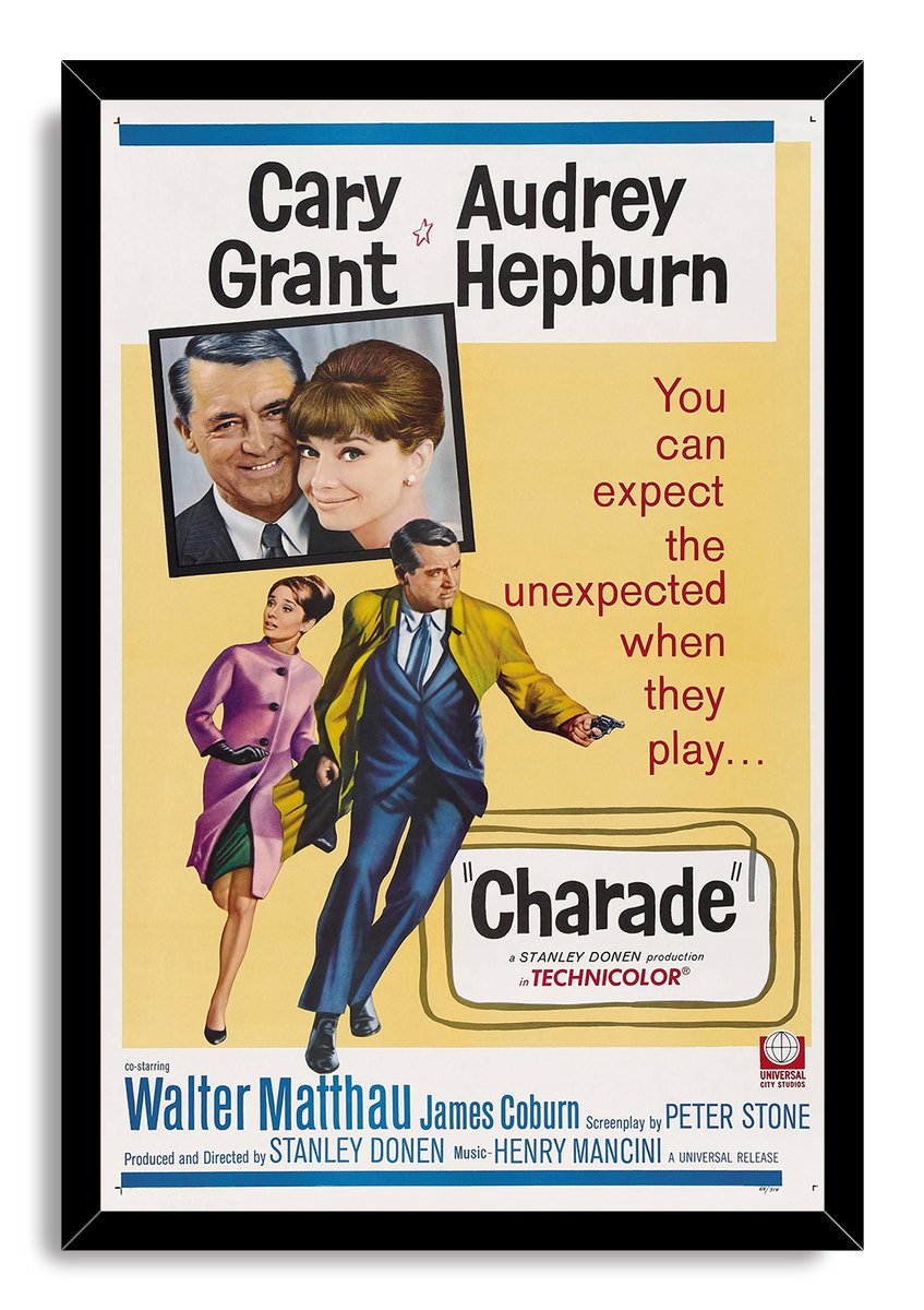 Charade Movie Poster featuring Cary Grant and Audrey Hepburn Decorative Painting (paper and canvas) art poster printing print