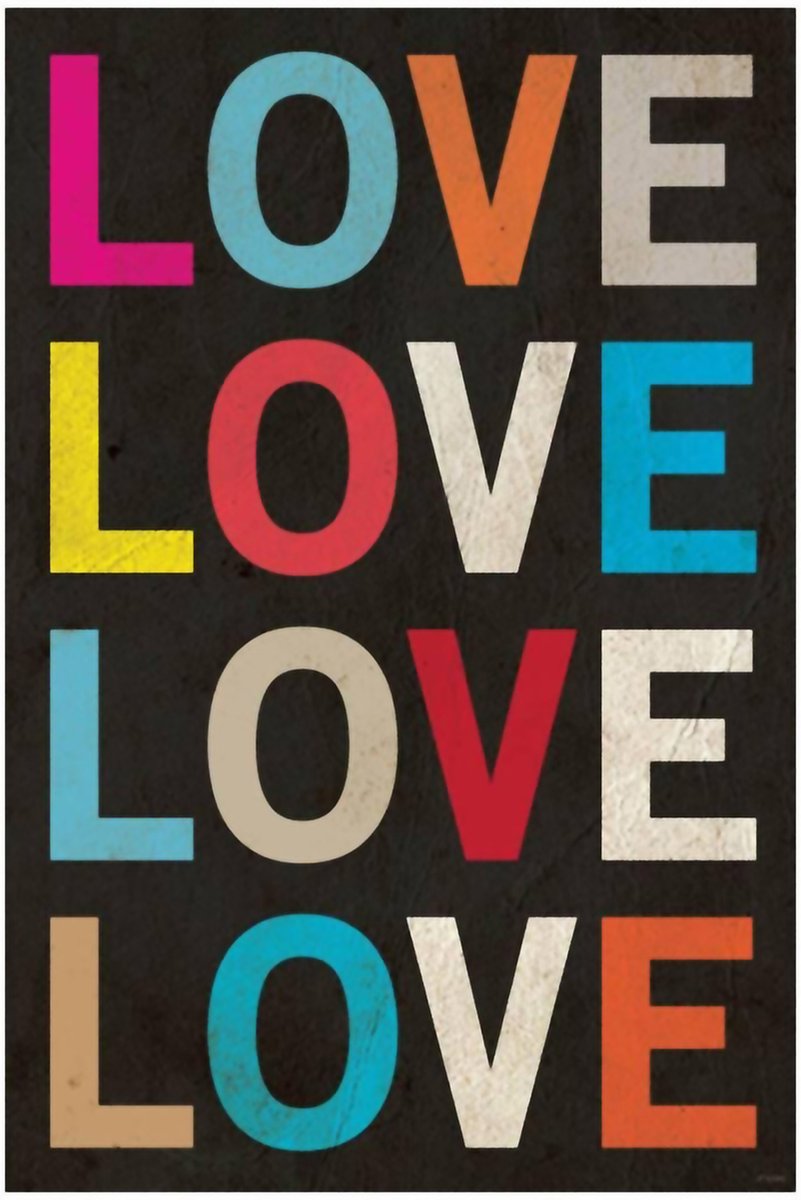Colorful LOVE Text Decorative Painting (paper and canvas) art poster printing print